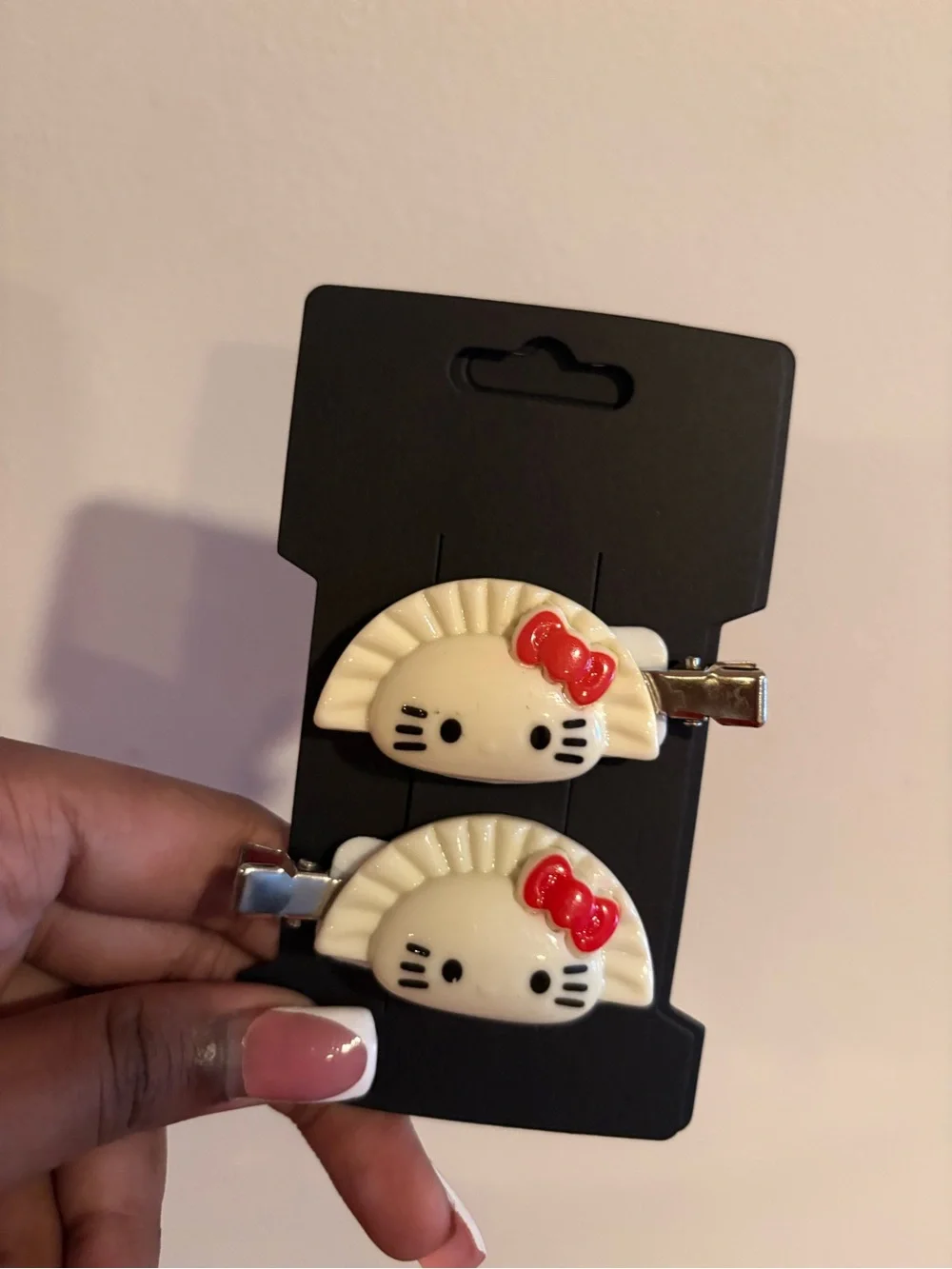 Hello Kitty-Inspired Cream and Red Hair Clips